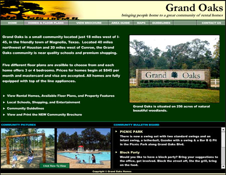 Grand Oaks Homes Website